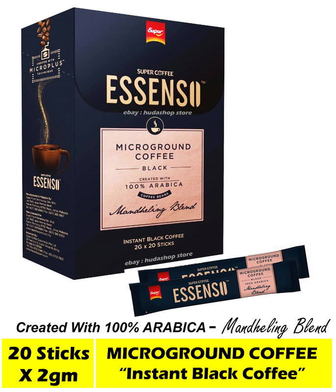 Instant Black Coffee Arabica Essenso Microground 20 Sticks x 2g Mandheling Blend