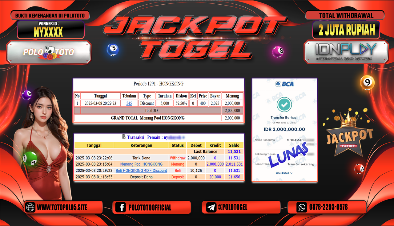 POLOTOTO JACKPOT TOGEL PASARAN HONGKONG Rp.2.000.000,-