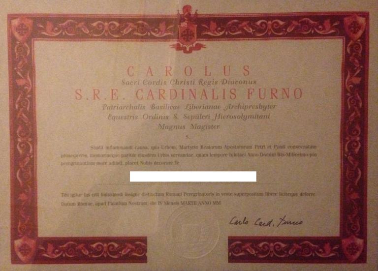 diploma pellegrinaggio 2000 2