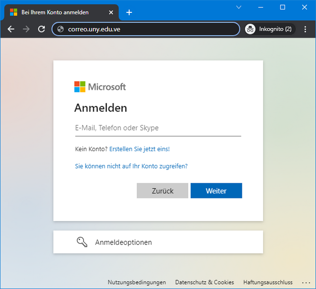 Microsoft login 