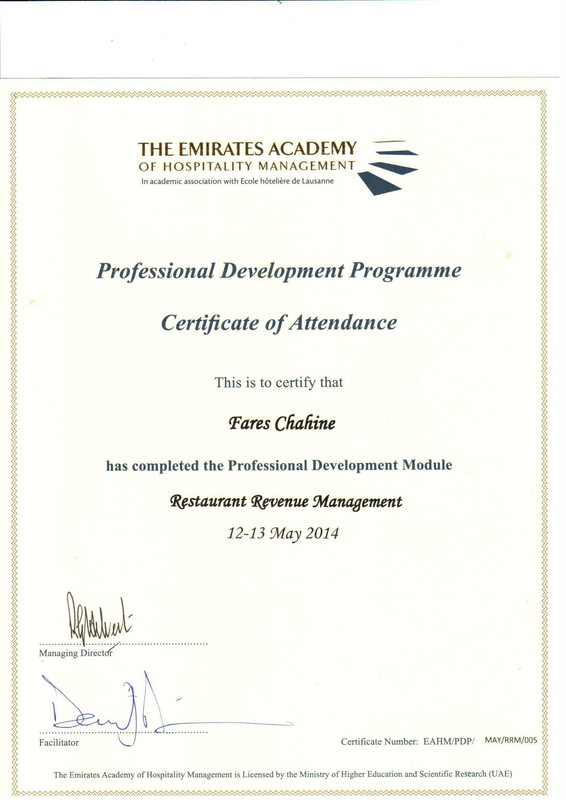 Revenue restaurant  management ( Emirates Academy  )