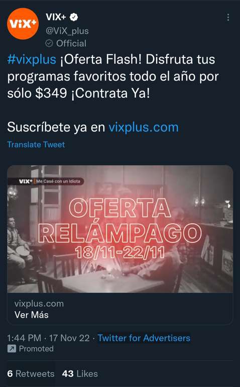 VIX+: UN AÑO POR SOLO 349 PESITOS (Empieza el 18 la promo)