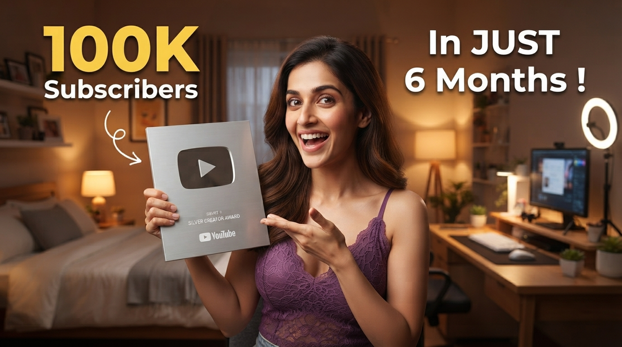 Result of: YouTube Silver Creator Award 100K Milestone Thumbnail Prompt
