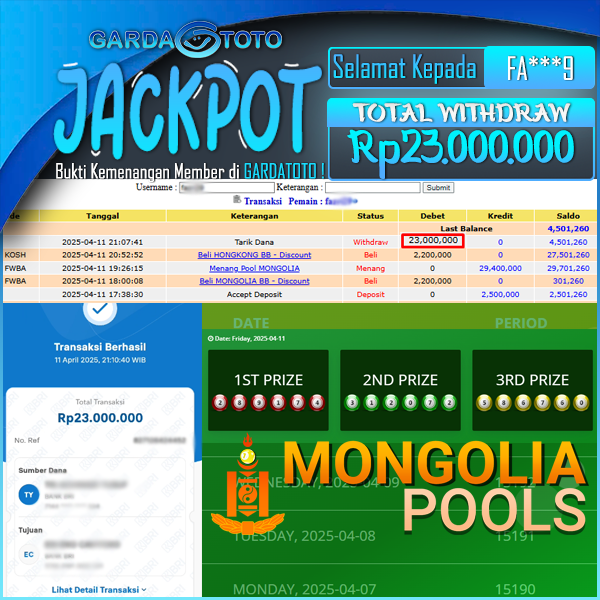 JACKPOT TOGEL DI PASARAN MONGOLIA Rp 23.000.000,- DIBAYAR LUNAS!!!