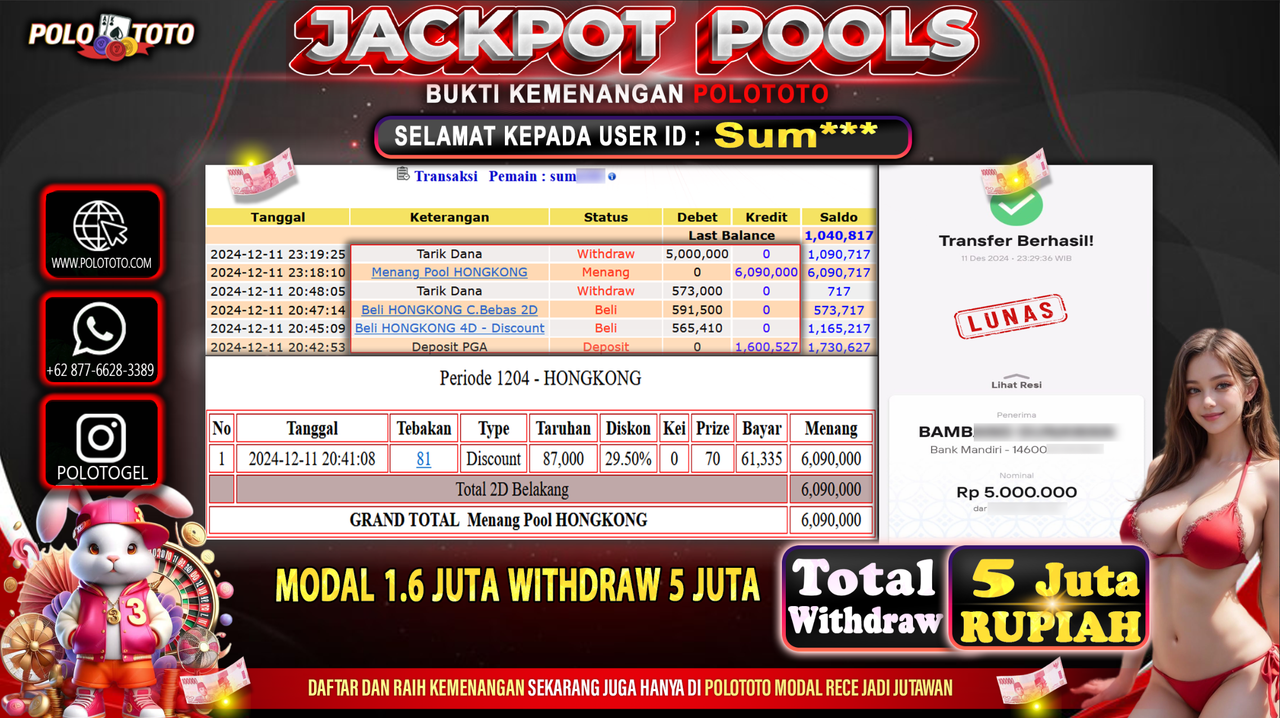 POLOTOTO JACKPOT TOGEL PASARAN HONGKONG Rp.5,000.000,-