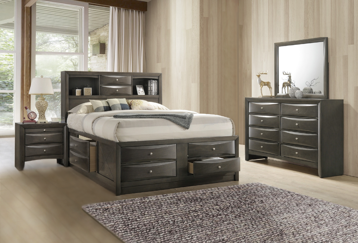 NEW SLEEK Gray Storage Queen or King 4PC Bedroom Set Modern Furniture Bed/D/M/N | eBay NEW SLEEK Gray Storage Queen or King 4PC Bedroom Set Modern Furniture Bed/D/M/N | eBay
