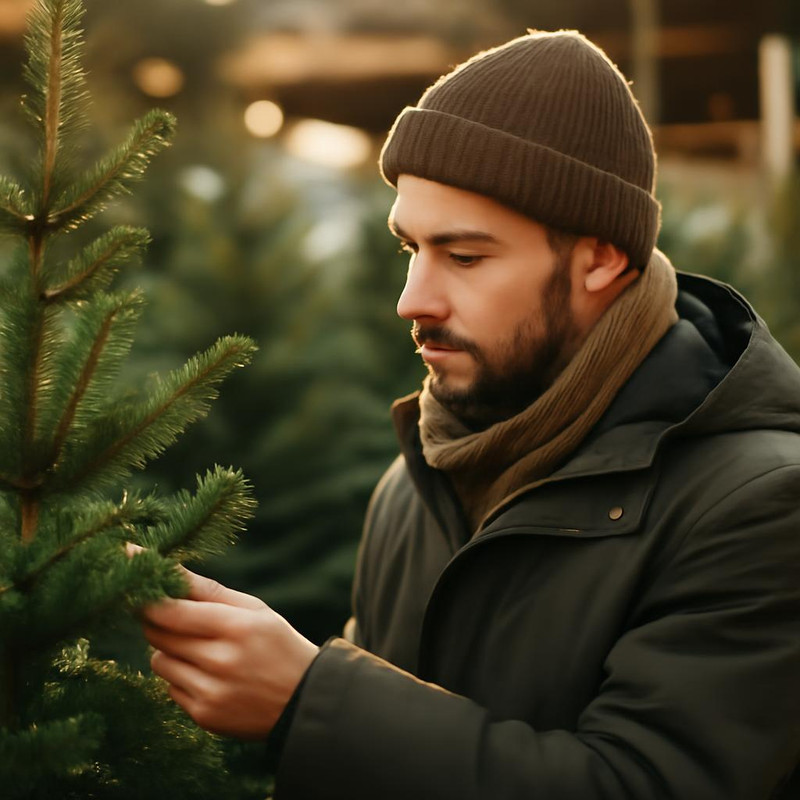 Выбор елки Нордмана на рынке