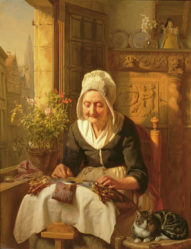JL Dyckmans - The Old Lacemaker 1844 (panel) - (MeisterDrucke-72900)