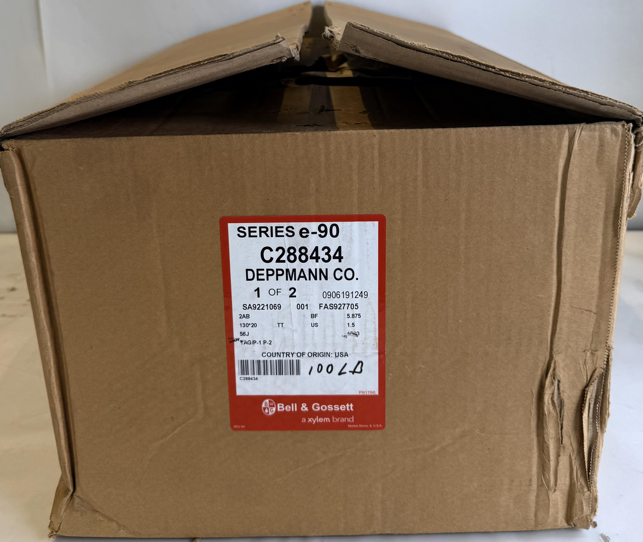 BELL & GOSSETT SERIES E-90 2AB 5.875BF 130GPM 20FT 1.5HP 1800RPM IN-LINE PUMP