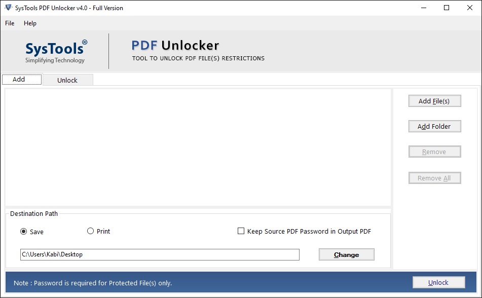 SysTools PDF Unlocker v5.0 Untitled