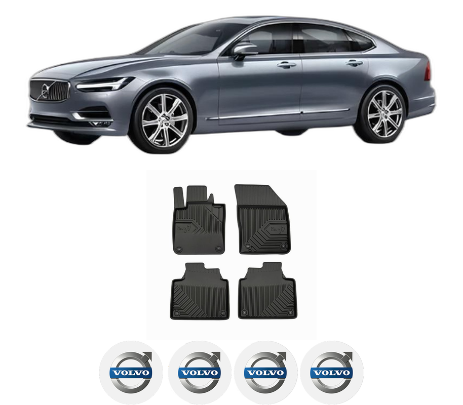 Set covorase presuri VOLVO S90 II (234) din 2016-2023, auto, din cauciuc thermoplastic, 4 Stickere auto cu VOLVO
