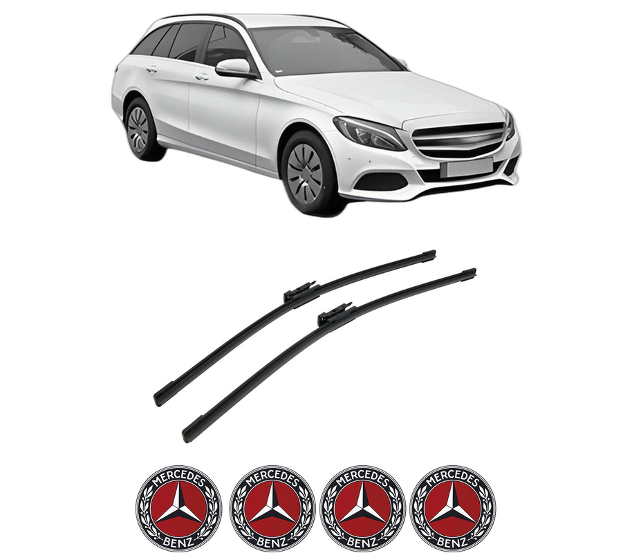 Set stergatoare auto MERCEDES-BENZ C-CLASS T-Model (S205) din 2014-2021, pentru parbriz auto, 2 bucati, Bosch Aerotwin, din cauciuc siliconat rezistent, 4 Stickere Auto MERCEDES-BENZ