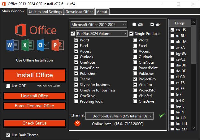 Office 2013-2024 C2R Install + Install Lite 7.7.6 (x86/x64) ZP5-HT7-HNOGGIccly-Av-KGh1-S3fl2l-J9sn
