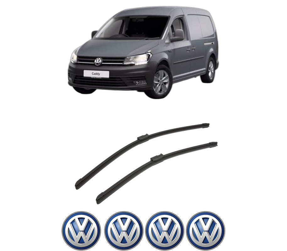 Set stergatoare auto Volkswagen CADDY III Box Body/MPV (2KA, 2KH, 2CA, 2CH) din 2004-2015, pentru parbriz auto, 2 bucati, Bosch Aerotwin, din cauciuc siliconat rezistent, 4 Stickere Auto Volkswagen