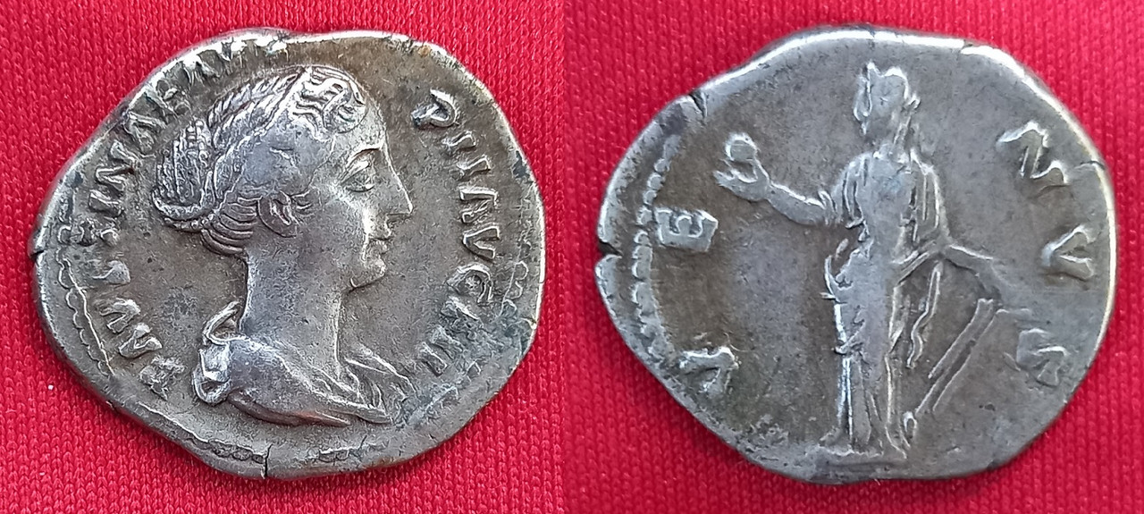 Denario de Faustina II. VENVS. Venus estante a izq. Roma Faustina-II-3-10gr