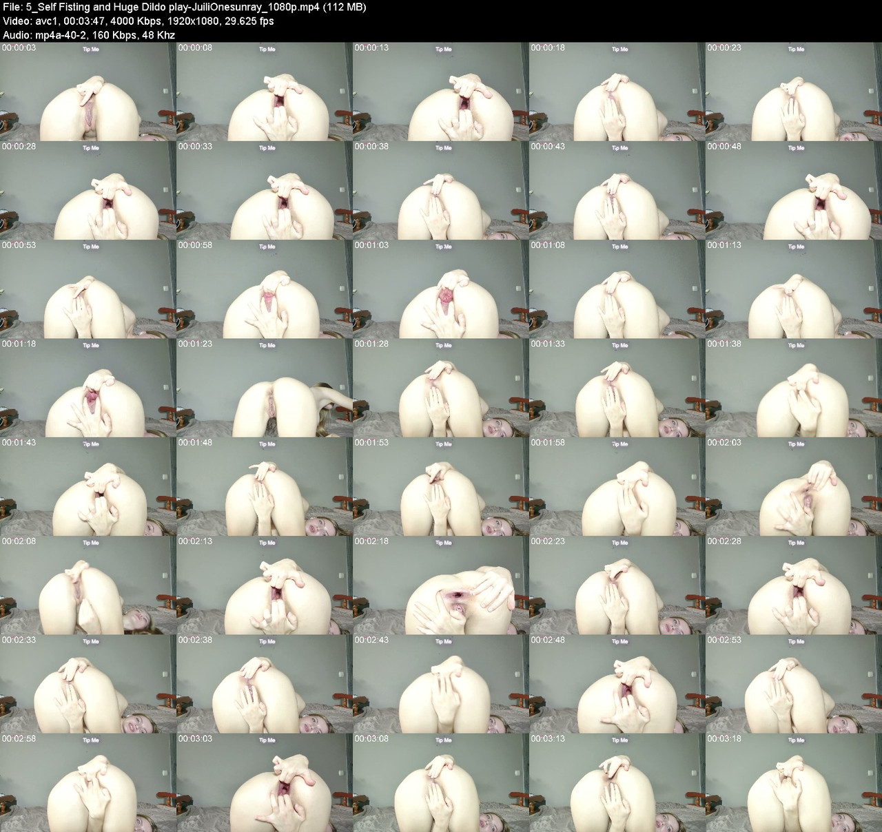 5 Self Fisting and Huge Dildo play Juili Onesunray 1080p