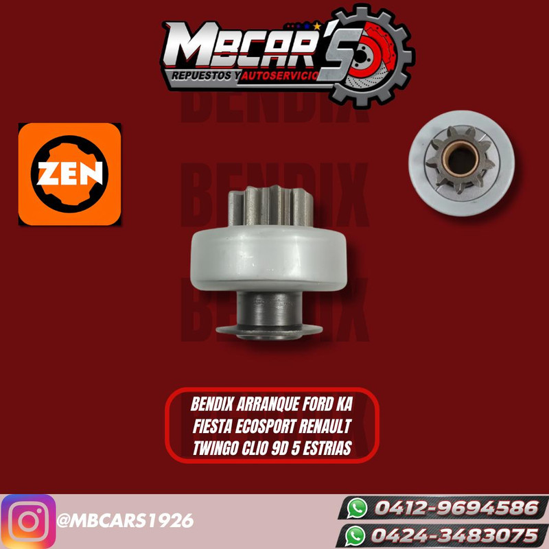 BENDIX ARRANQUE FORD KA FIESTA ECOSPORT RENAULT TWINGO CLIO 9D 5 ESTRIAS 