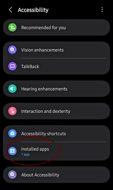 Accesibilty menu