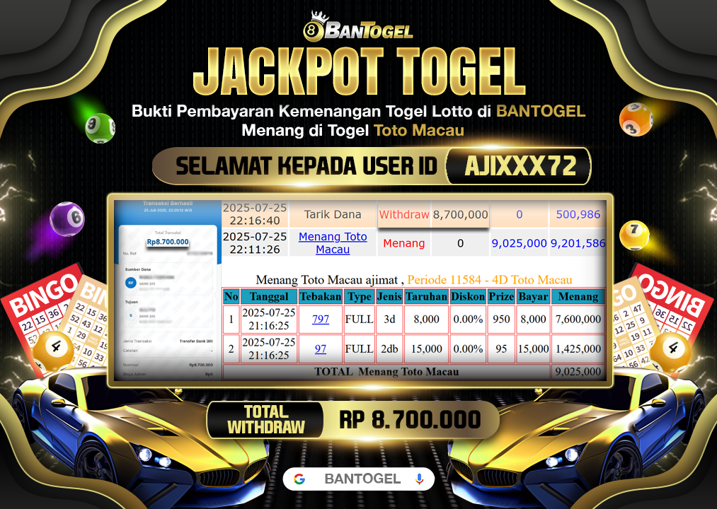 BUKTI JACKPOT LUNAS BANTOGEL