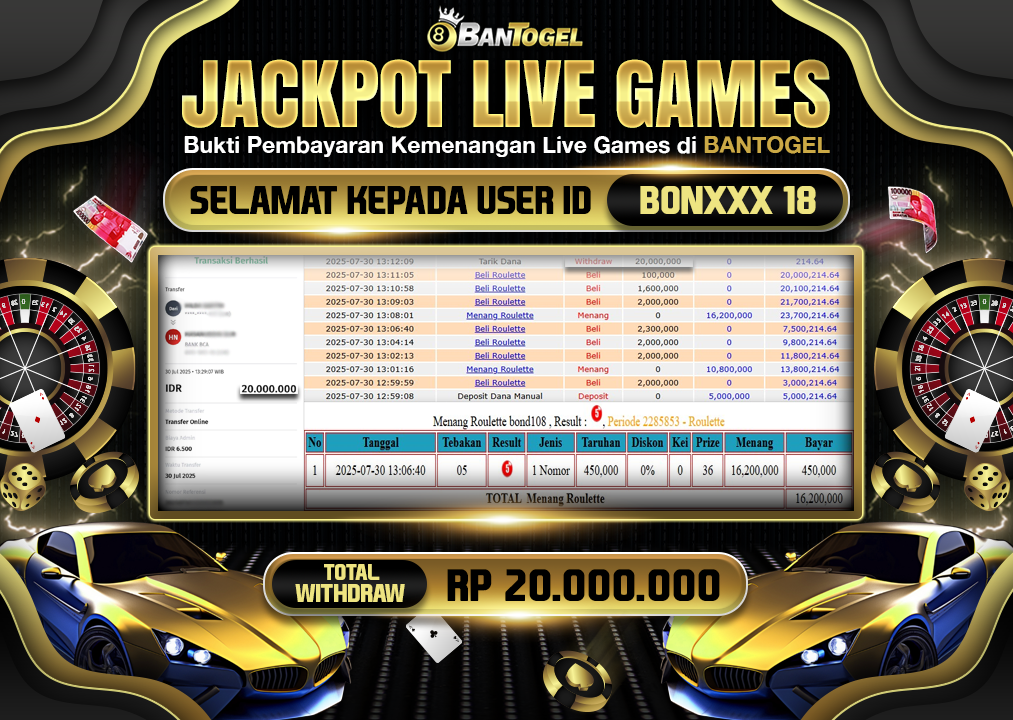 BUKTI JACKPOT LUNAS BANTOGEL