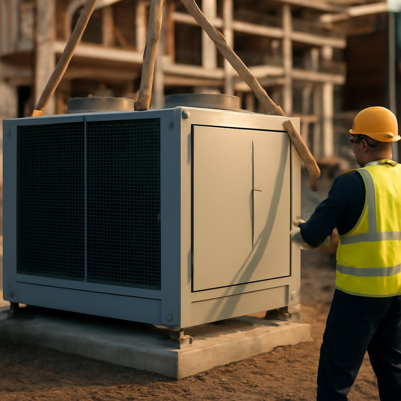 Установка чиллера на строительном объекте