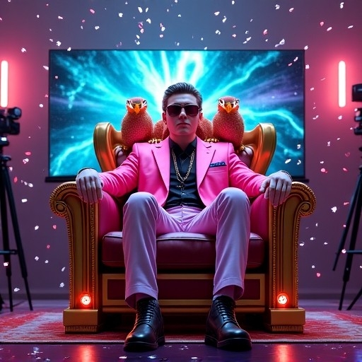 Big Pussy Bonpensiero in a cosmic therapy session with kestrels, Sammy the Bull, and Kraken chaos