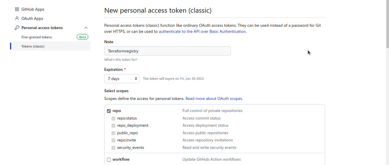 gitHub Personal Access Token