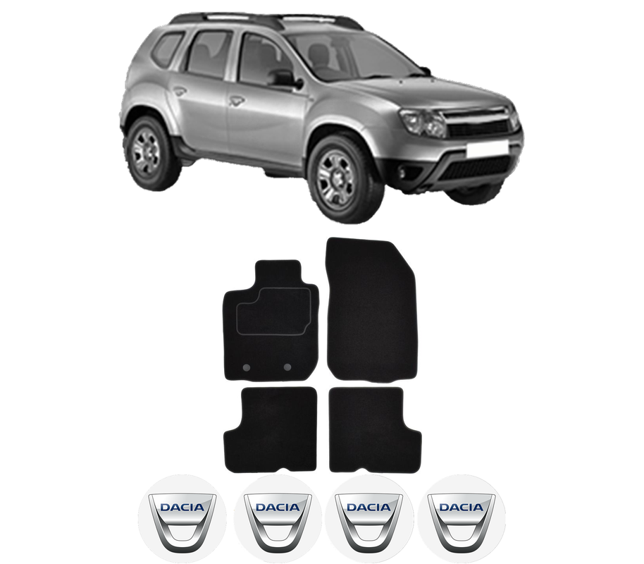 Set Covorase Presuri DACIA DUSTER (HS_) din 2010-2018, Auto, Material Textil Mocheta, 4 Stickere auto cu DACIA