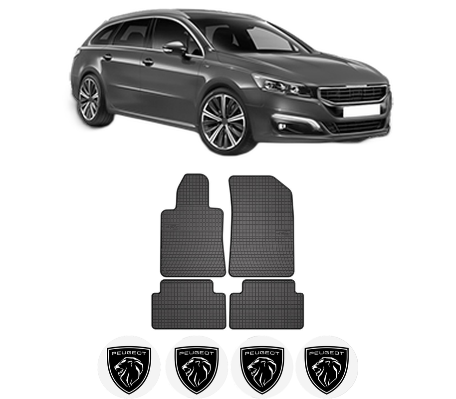 Set covorase presuri PEUGEOT 508 SW I (8E_) din 2010-2018, auto, din cauciuc thermoplastic, 4 Stickere auto cu PEUGEOT