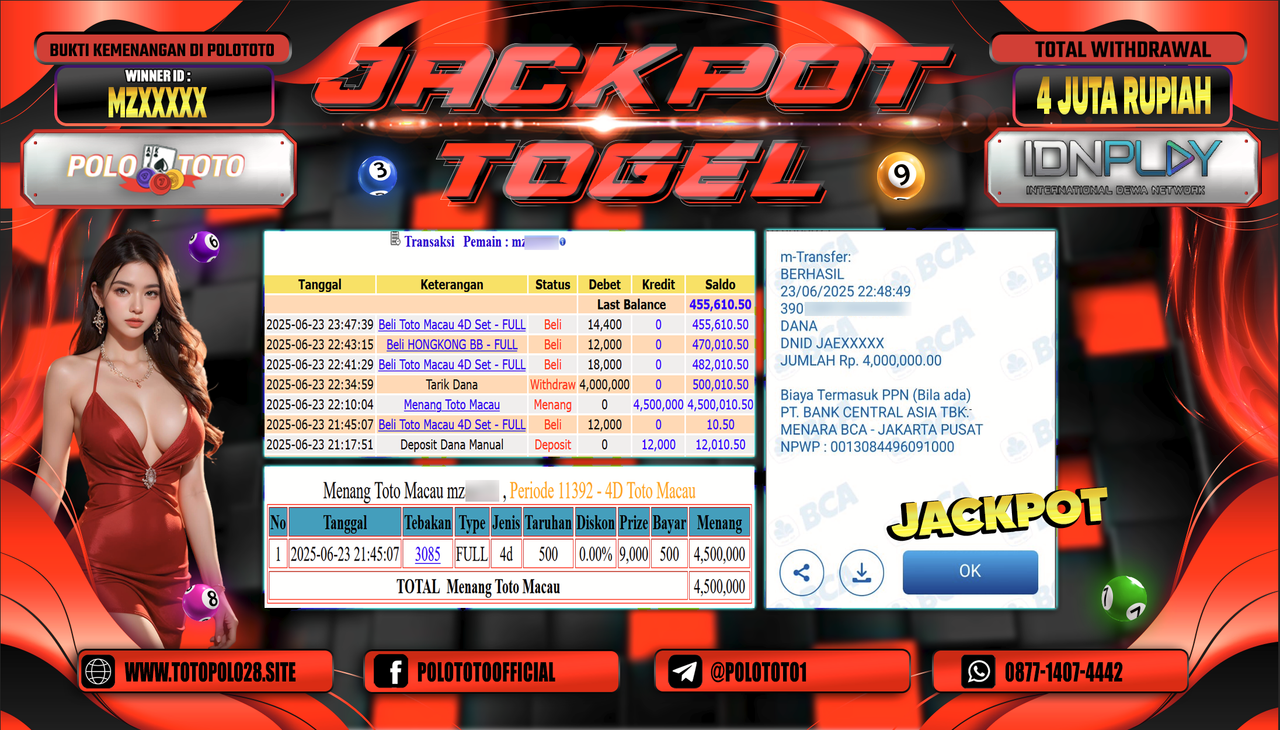 POLOTOTO JACKPOT TOGEL TOTO MACAU Rp.4.000.000,-