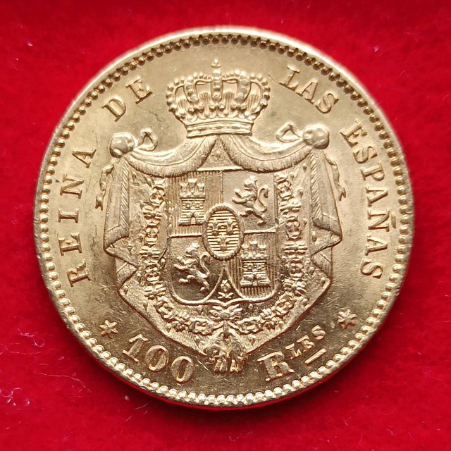 100 Reales de 1864. Isabel II. Madrid. 61