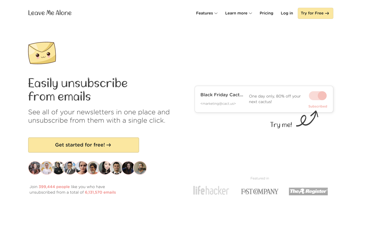 leavemealone.com landing page