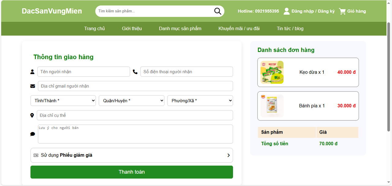 Thanh toán đơn hàng