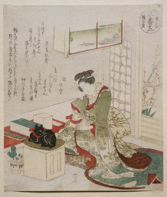 Ryuryukyo Shinsai - Black Pheasant from the series A Contest of Fowls Three Designs 1825 (woodblock 