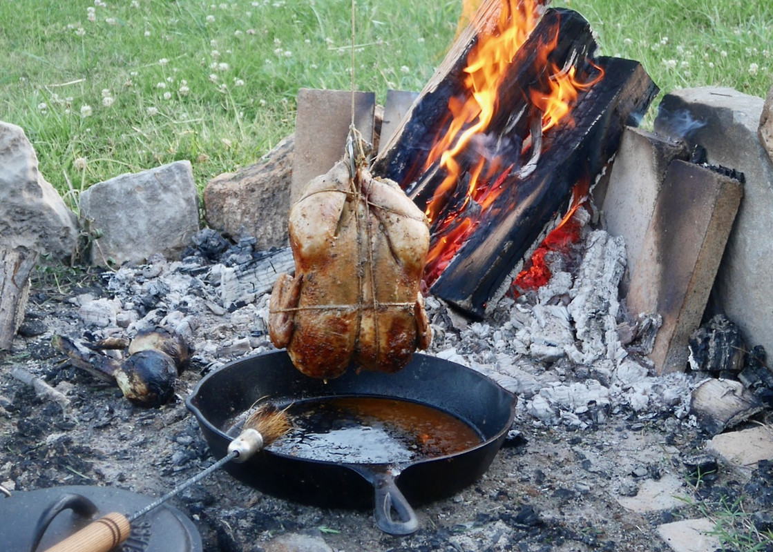 Smoked Hanging Chicken - Over The Fire Cooking