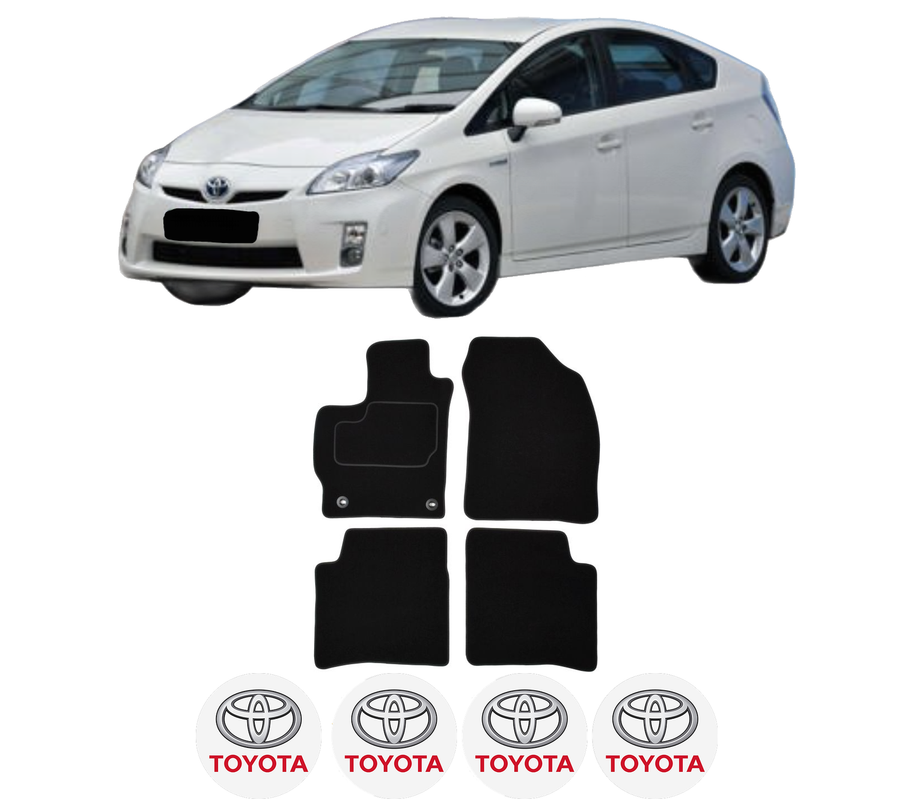 Set Covorase Presuri TOYOTA PRIUS (_W3_) din 2009-2015, Auto, Material Textil Mocheta, 4 Stickere auto cu TOYOTA