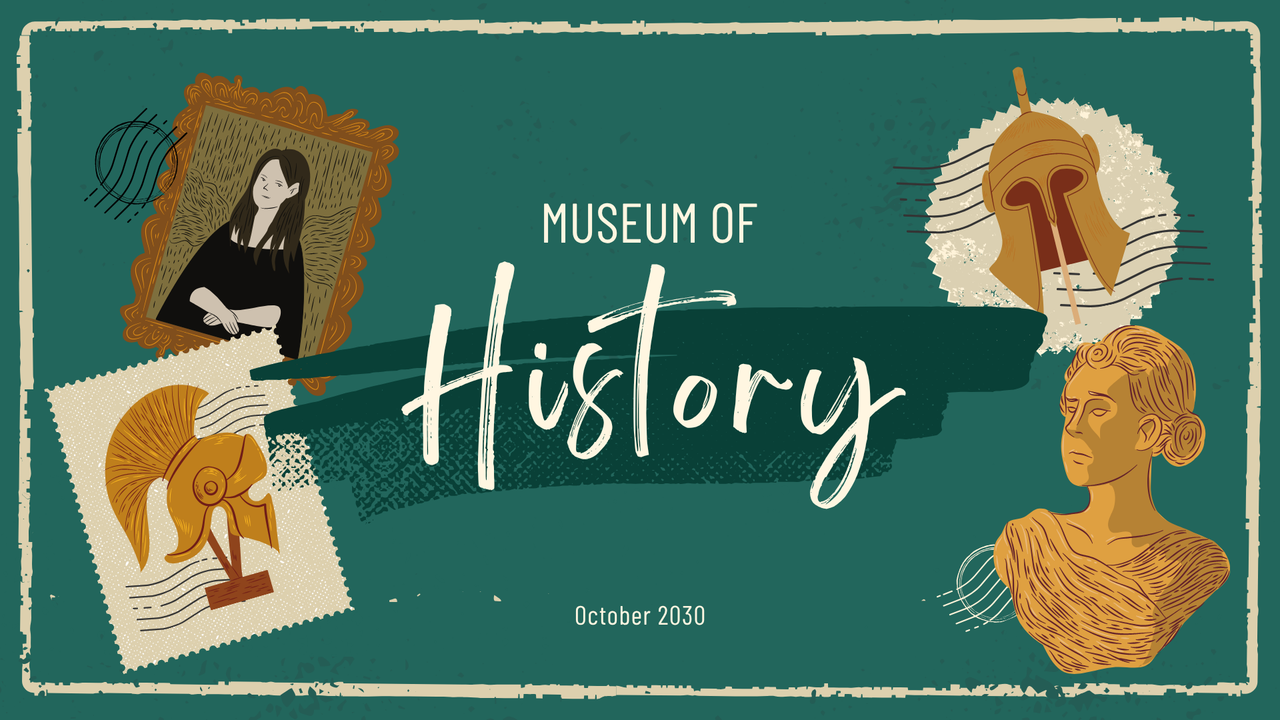 Green and Beige Illustrative Museum of History Presentation