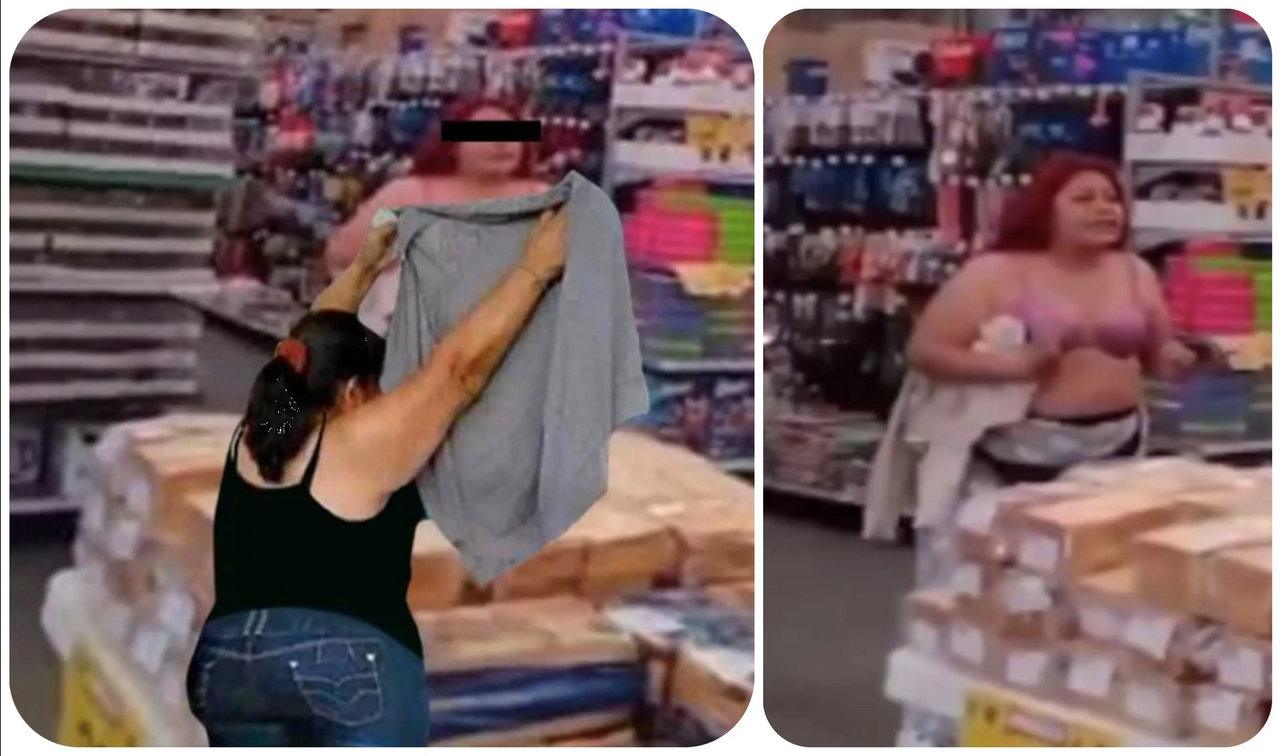 Lady Aurrera: Mujer sé “desnuda” en pleno súper tras ser cachada robando