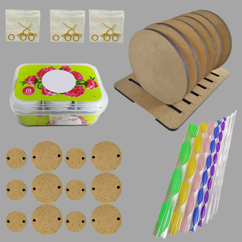 Dot Mandala on Round Tea Coasters with stand DIY Kit