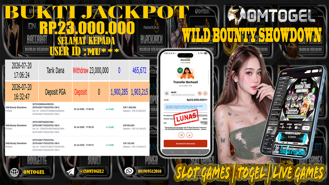 OMTOGEL JACKPOT PG SOFT WILD BOUNTY SHOWDOWN Rp,23,000,000,- DIBAYAR LUNAS