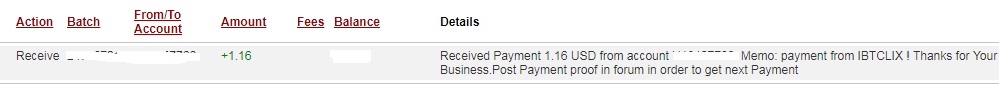 1st payment from IbtClix ( 1,16$ ) Ibtclixpayment