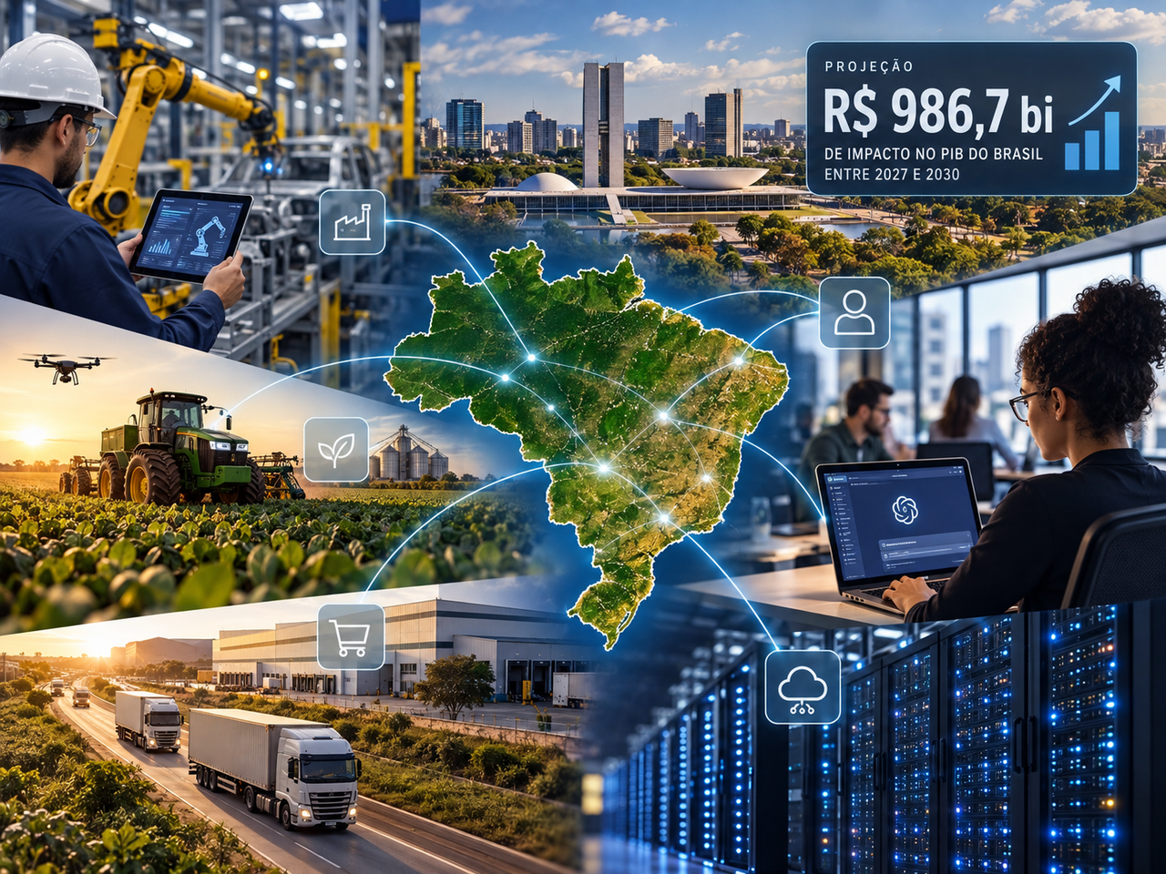 IA pode adicionar R$ 986,7 bilhões ao PIB do Brasil até 2030, estima estudo financiado pela OpenAI
