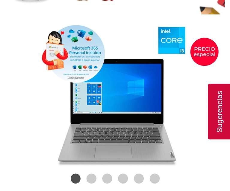 Office Depot: Laptop Lenovo I3 8GB RAM 512SSD+ Smart TV 32+ Office personal 1 año (Banorte) 