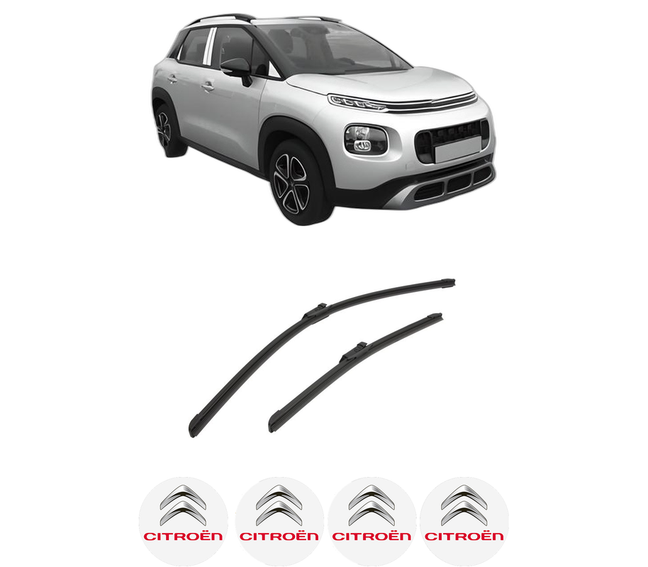 Set stergatoare auto CITROEN C3 AIRCROSS II (2R_, 2C_) din 2017-2020, pentru parbriz auto, 2 bucati, Bosch Aerotwin, din cauciuc siliconat rezistent, 4 Stickere Auto CITROEN