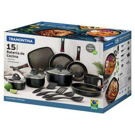 Sam's Club: Batería de Cocina Tramontina Negra 15 pzas 
