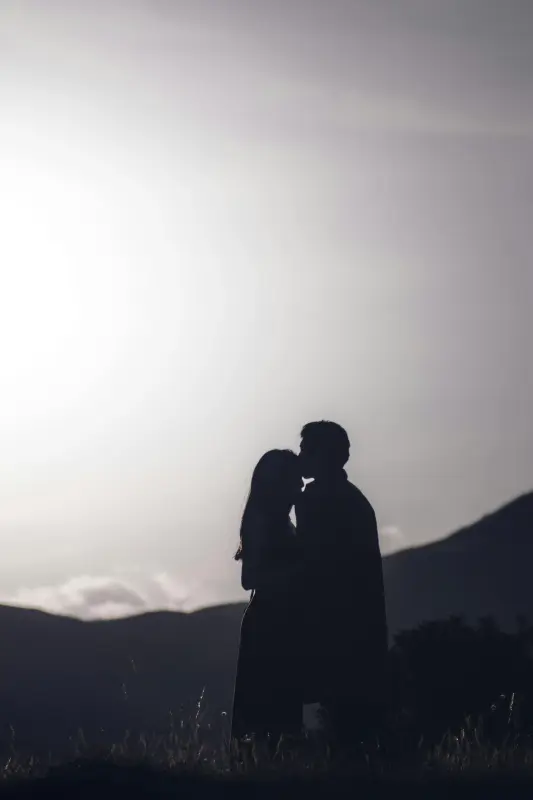 Couple enjoying mountain view in Shimla Manali