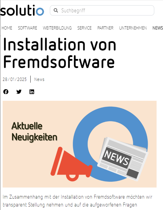 Solution News zur Software-Installation