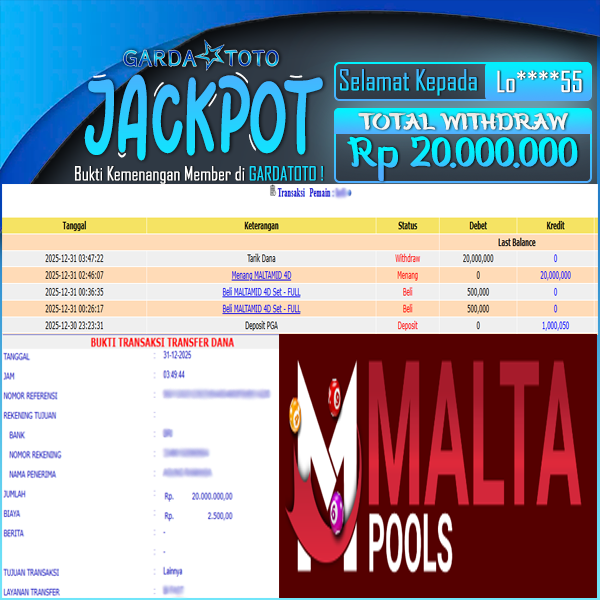 JACKPOT TOGEL DI PASARAN MALTAPOOLS Rp 20.00.000,- DIBAYAR LUNAS!!!