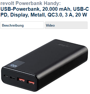 revolt 20.000 mAh Powerbank von Peal