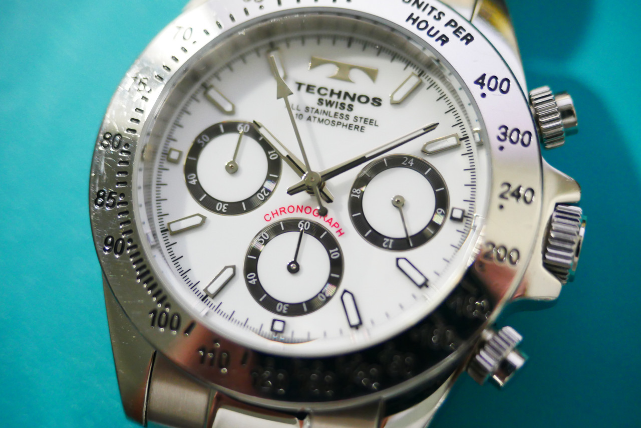 WTS Technos homage Rolex 16520 Daytona white inverted 6 dial image 4